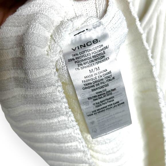 VINCE. White Ribbed-knit cotton-blend Tank Top Size M - Picture 5 of 7
